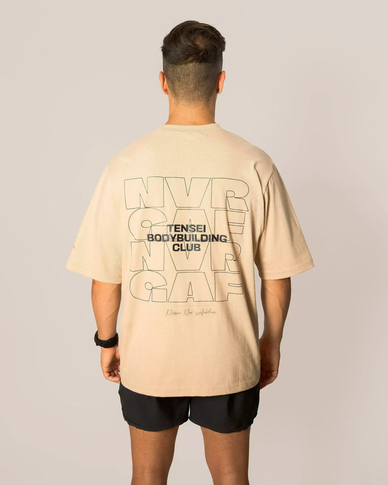 T-shirt oversize Bodybuilding Club beige - Gym Wear Made in Quebec - TENSEI